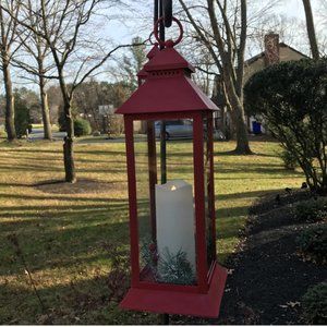 Red Lantern with One or three -Pillars Flickering LED Candle